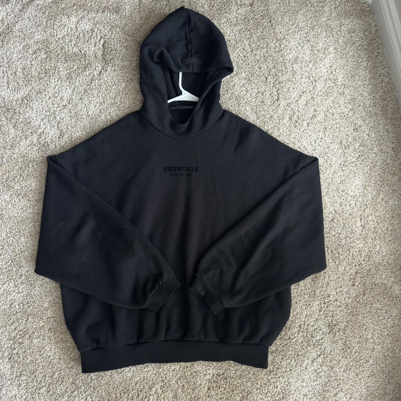 Fear Of God Essentials Hoodie, Jet Black Brand New, - Depop