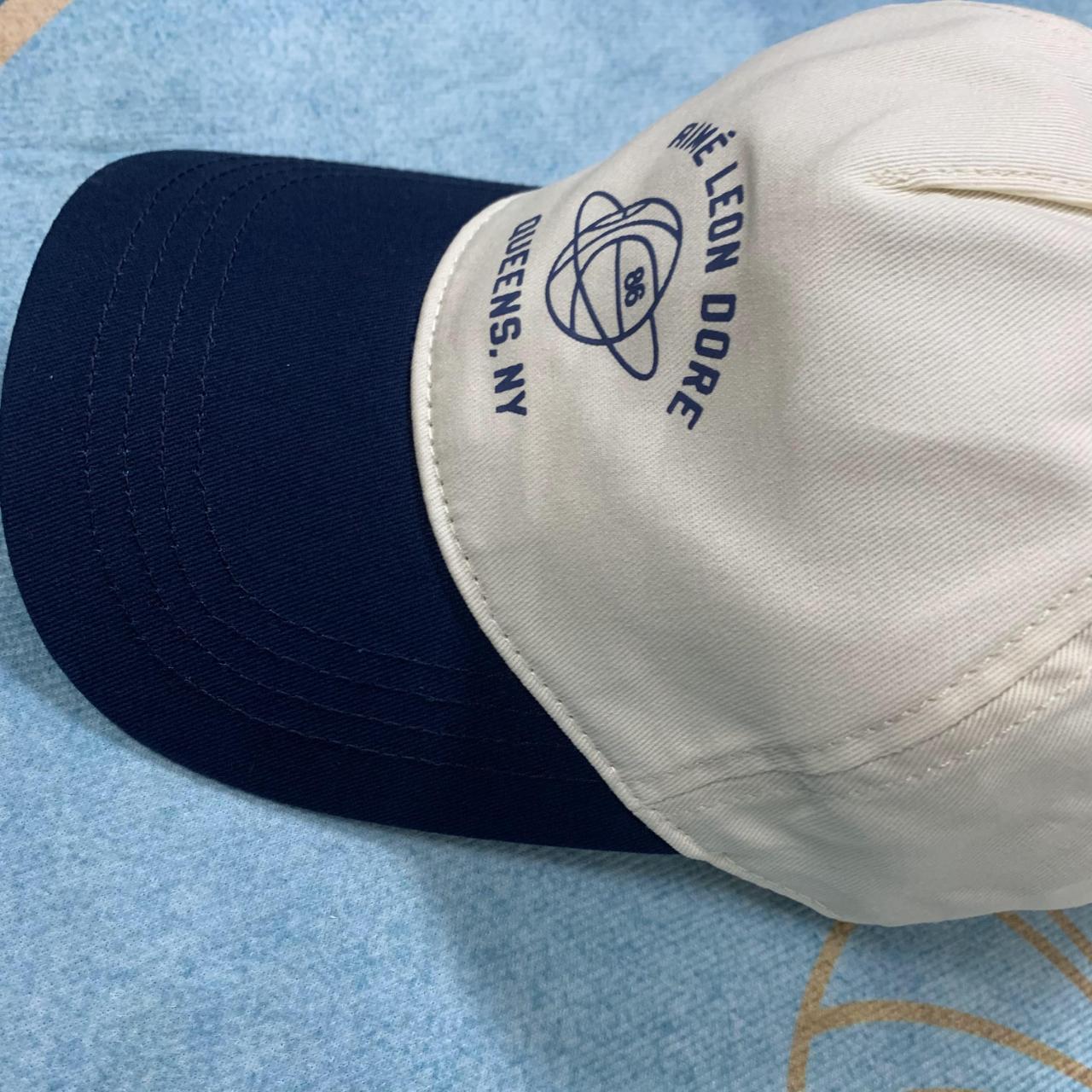 Aime Leon Dore Men's Cream and Navy Hat Please give | Depop