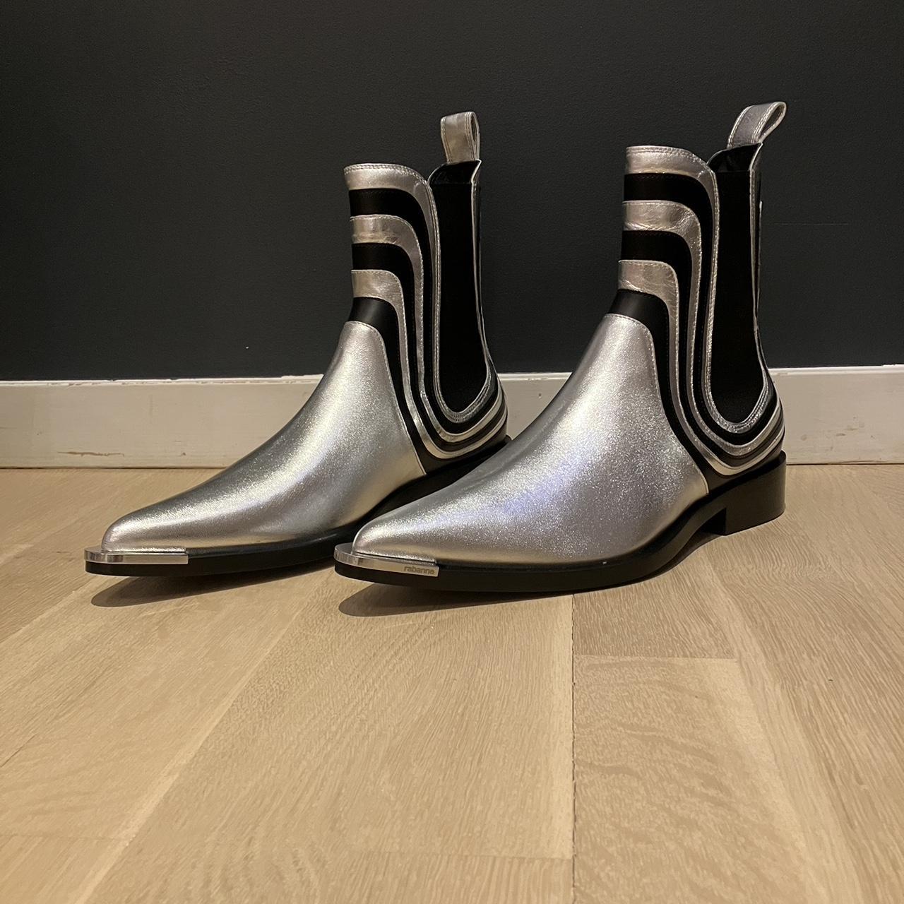 Silver party Chelsea boots from the Depop