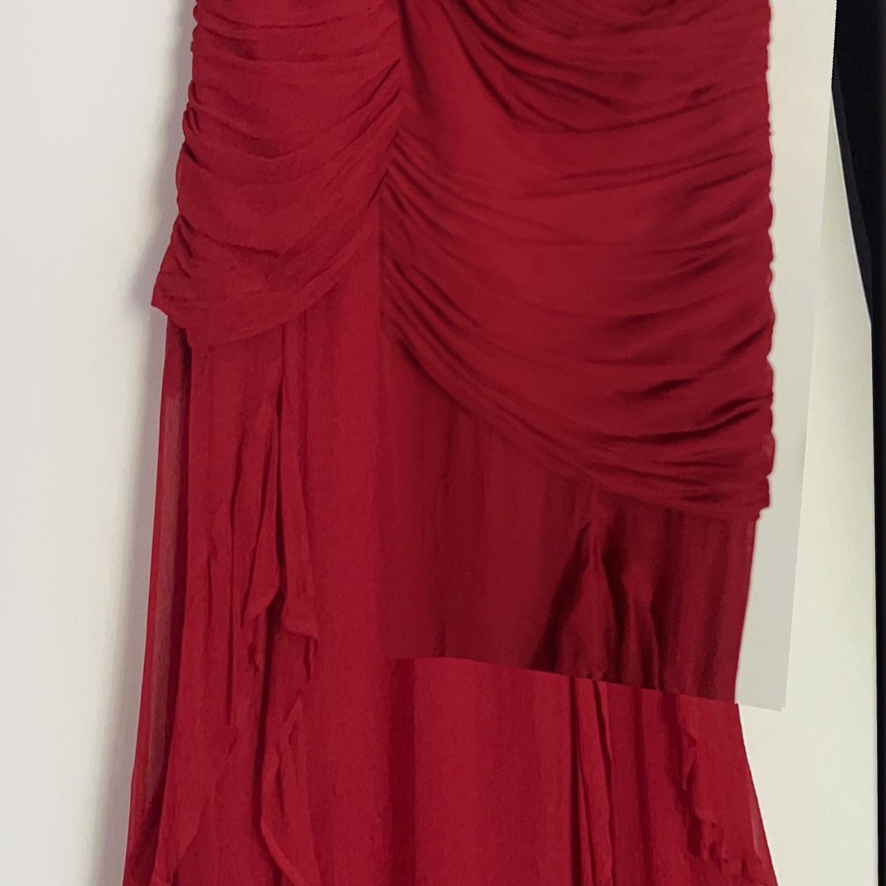 Shona Joy Leonie Keyhole Frill Maxi Dress in Red... - Depop