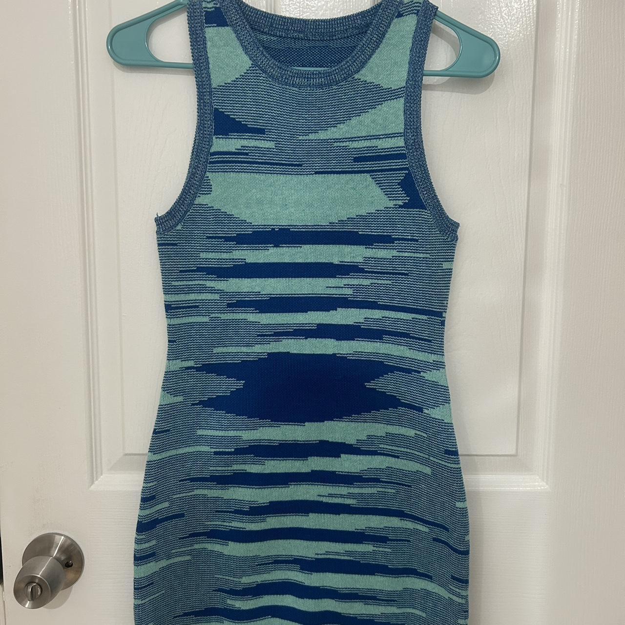 Blue Mini Dress S -cabo -beach -dinner dress -blue... - Depop