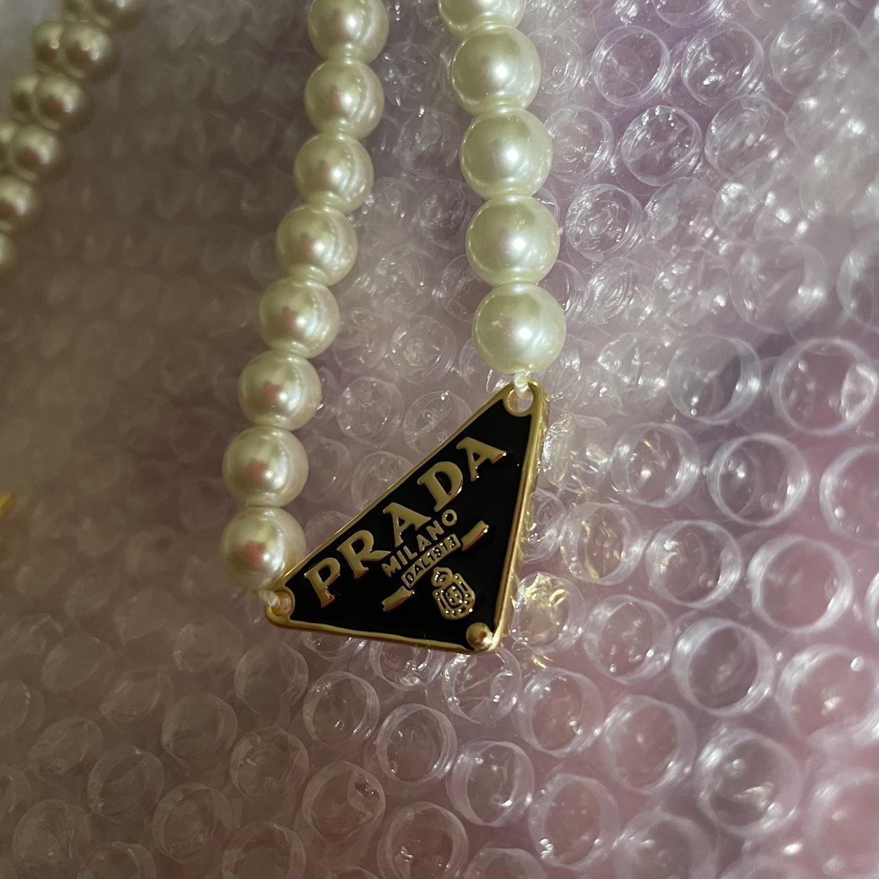 Prada White Heart Necklace With Vintage Pearl Rosary Beads - Etsy
