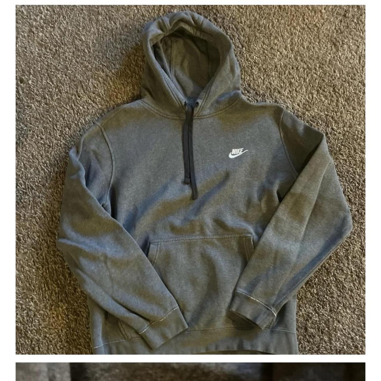 Grey Nike hoodie with white tick #hoodie Depop