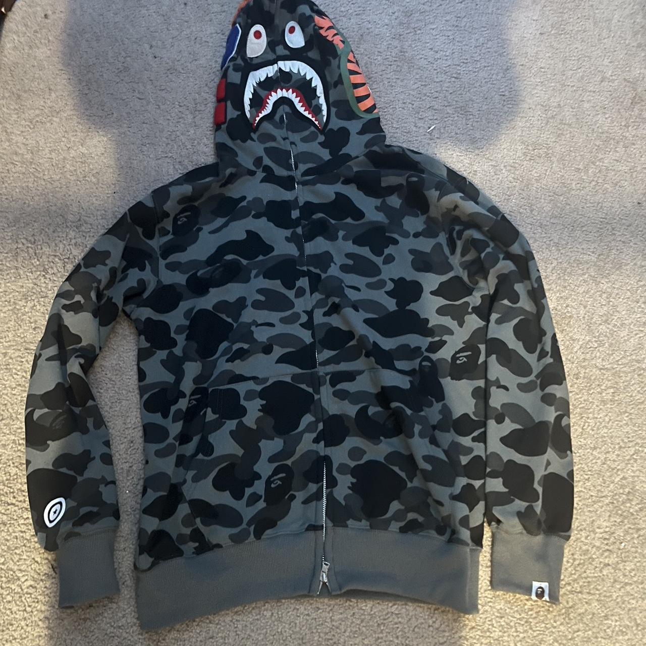 grey bape hoodie *used size XL but bape hoodies are... - Depop