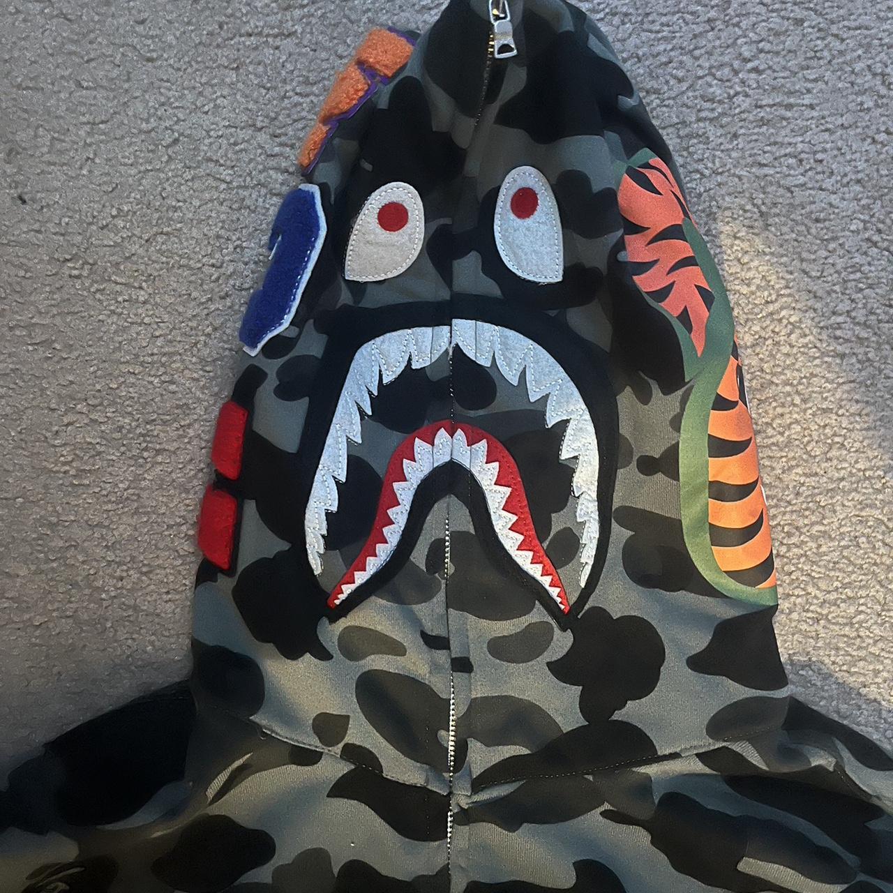 grey bape hoodie *used size XL but bape hoodies are... - Depop