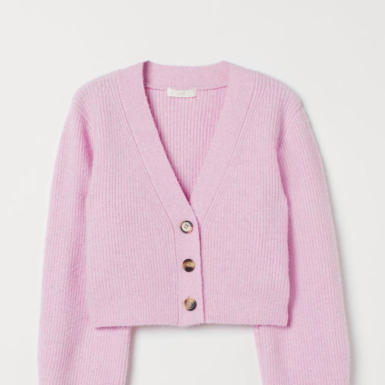 H&M Rib-Knit Cardigan in pastel pink
