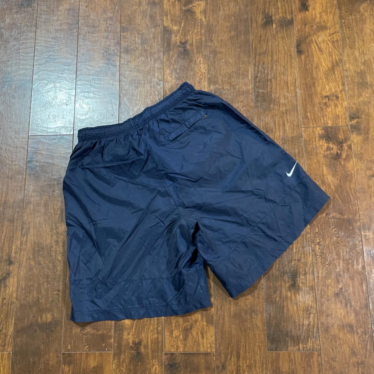 Nike Y2K Baggy Navy Blue Swishy Track Shorts. Depop