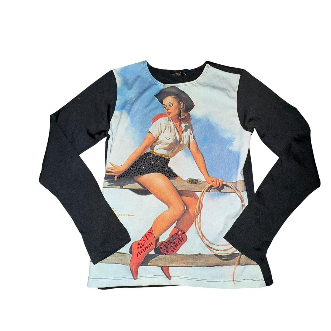 y2k bedazzled cowgirl long sleeve