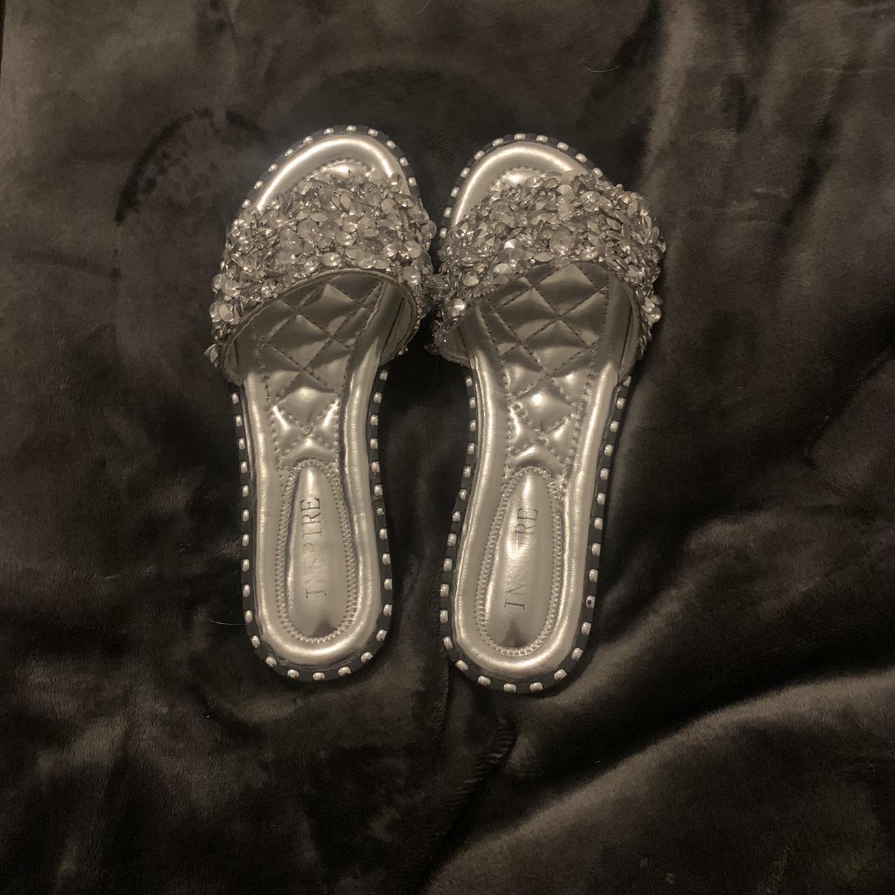 Sparkly on sale silver slides