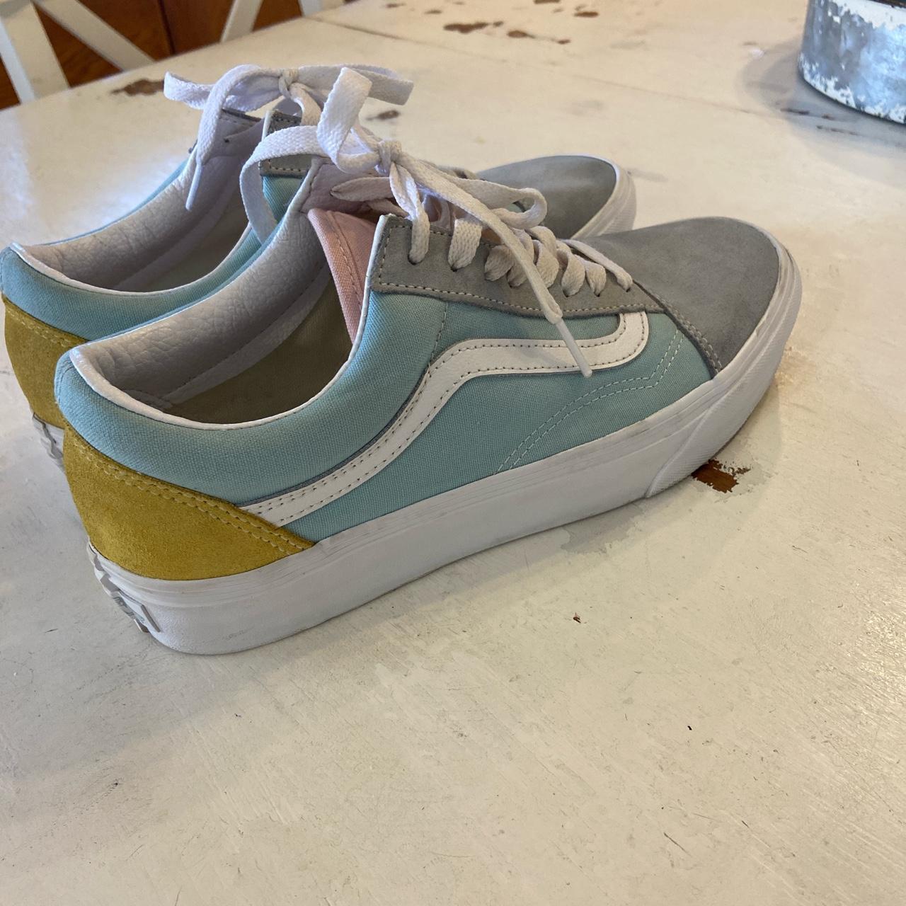 Blue yellow clearance and pink vans