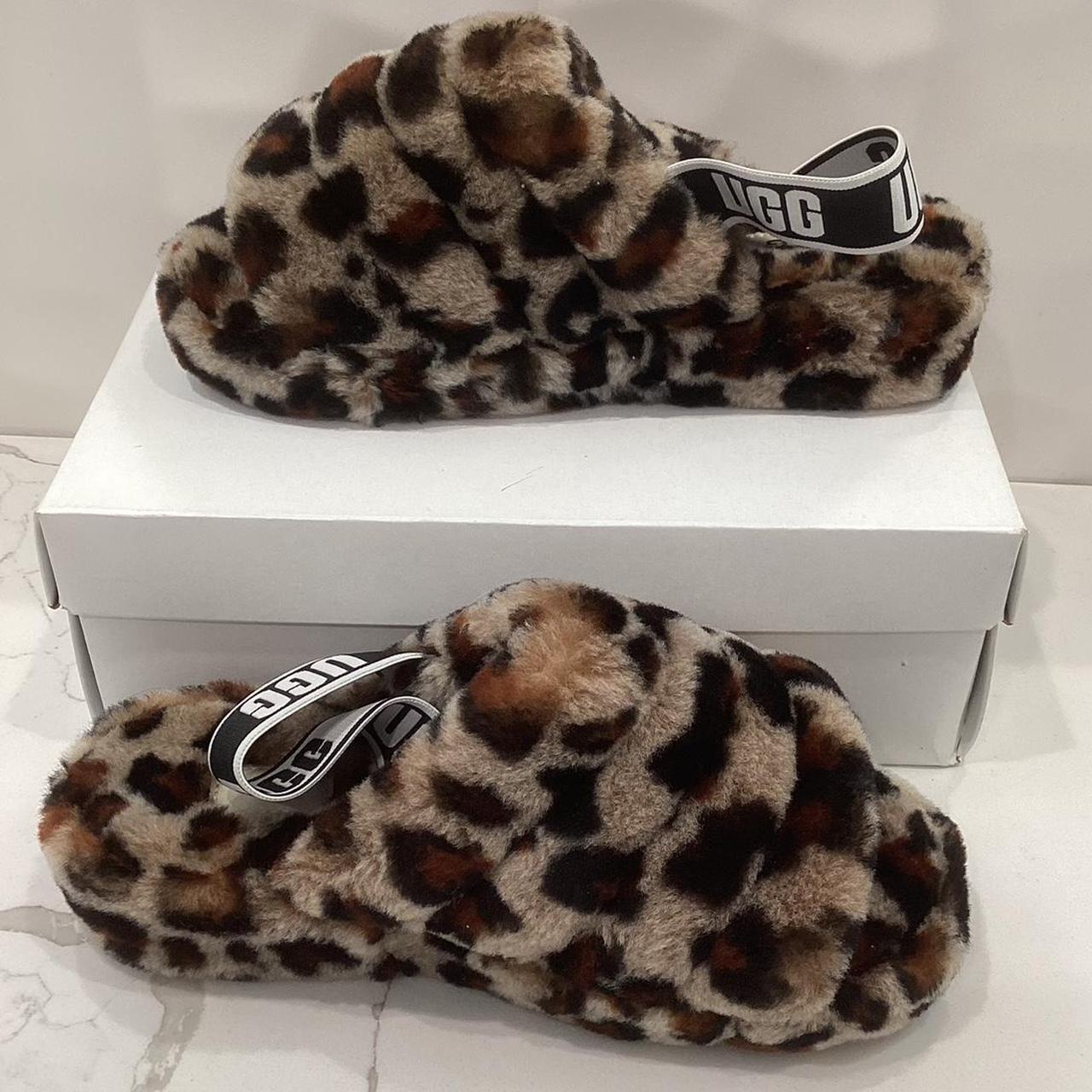 BRAND NEW UGG Fluff Yeah Leopard print slippers