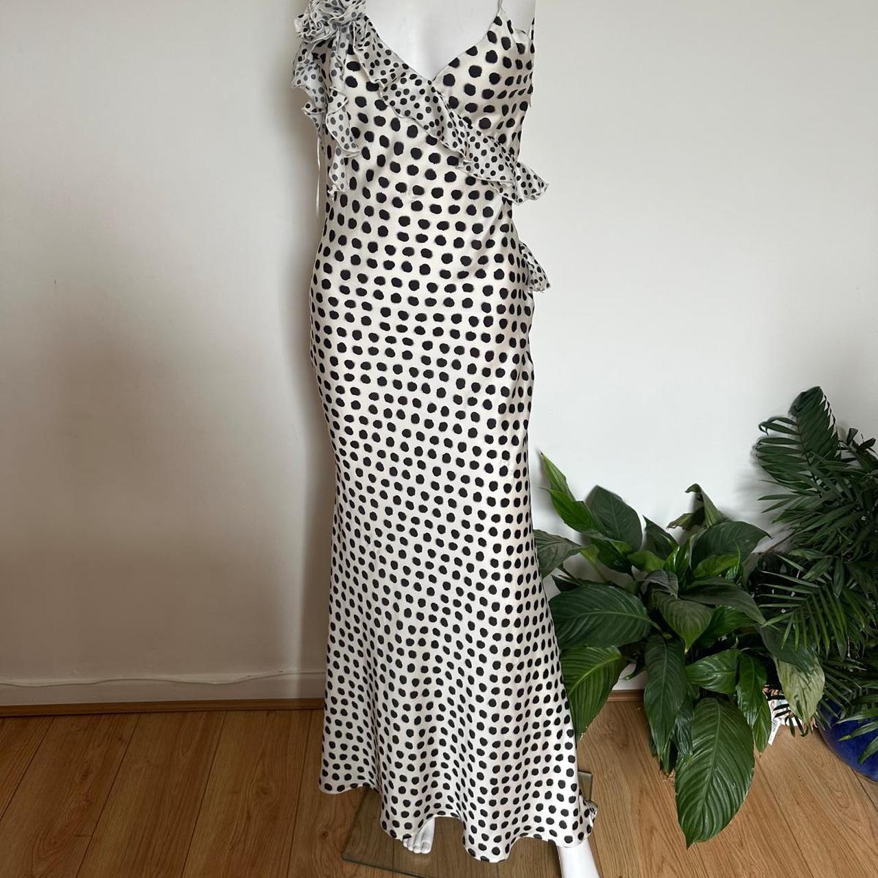 ZARA RUFFLE POLKA DOT SATIN DRESS S BNWT SOLD OUT