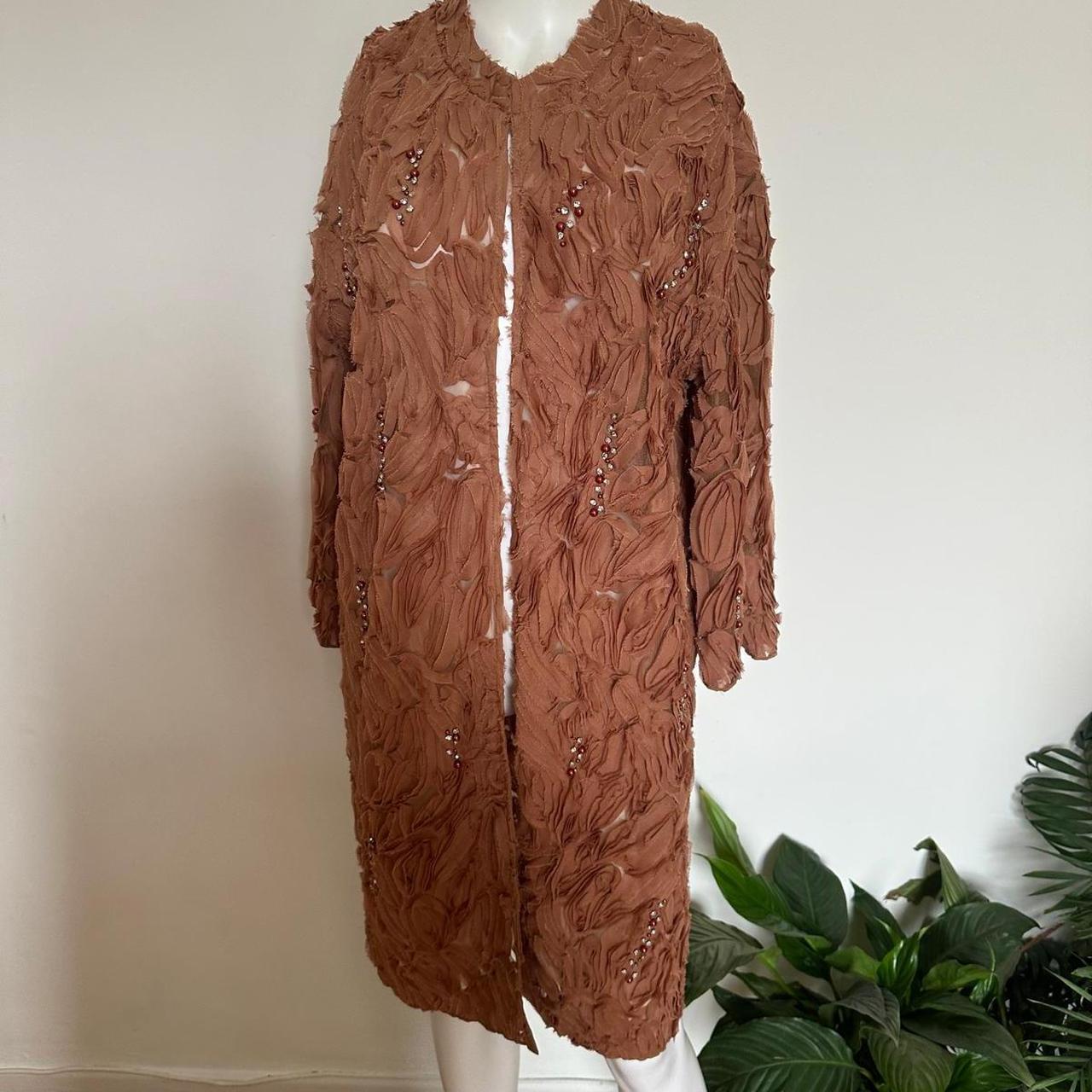 ZARA TEXTURED COAT WITH FAUX PEARLS AND BEADS