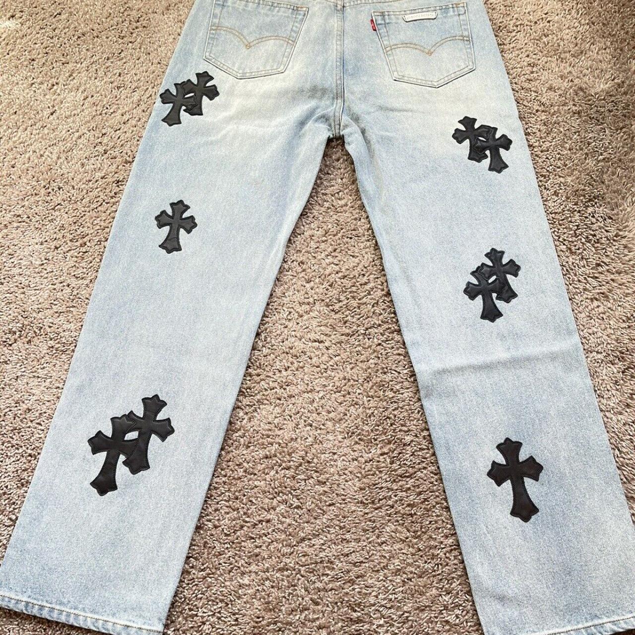 Black Chrome Hearts Cross Patches Jeans