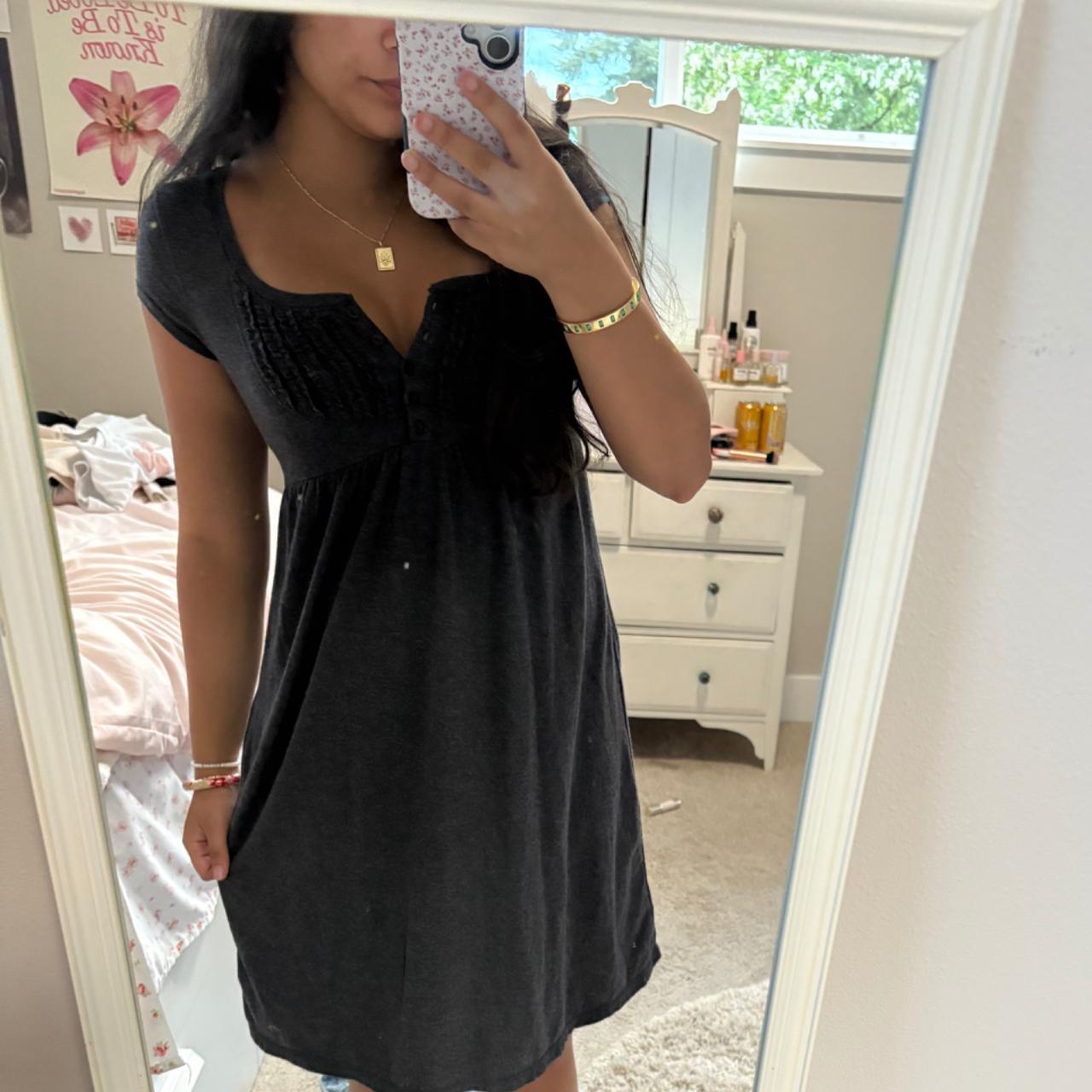 Aeropostale Women's Babydoll Dress Grey/Black S – dark gray