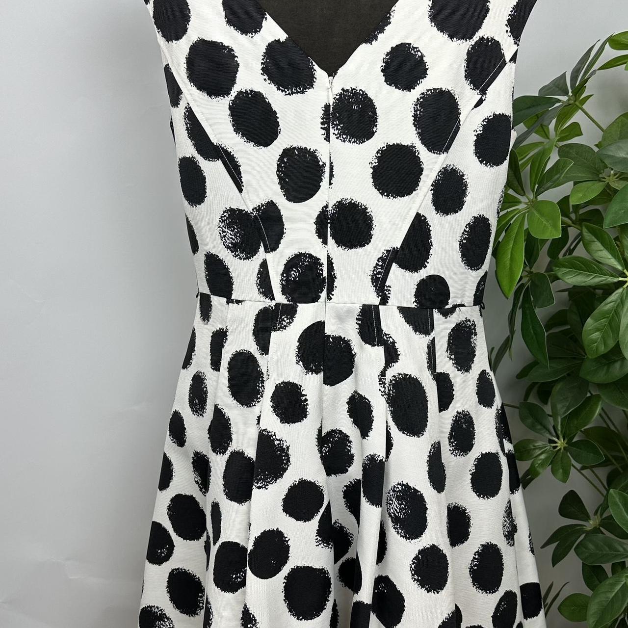 Roman Sleeveless Black and White Spotty Dress size... - Depop