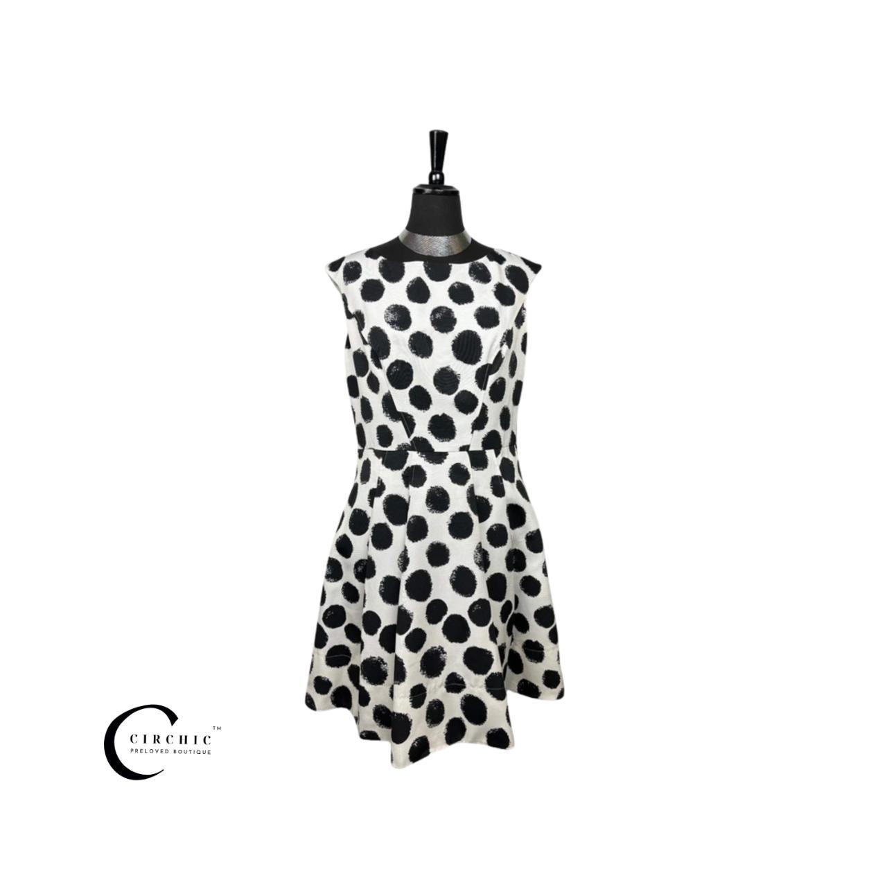 Roman Sleeveless Black and White Spotty Dress size... - Depop