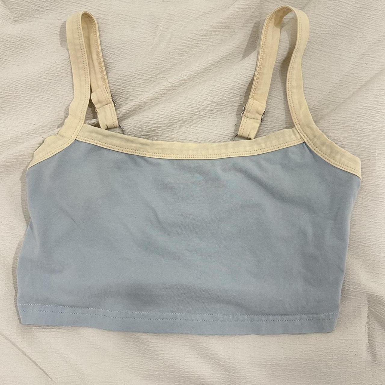 *baby blue tank top with cream straps Depop
