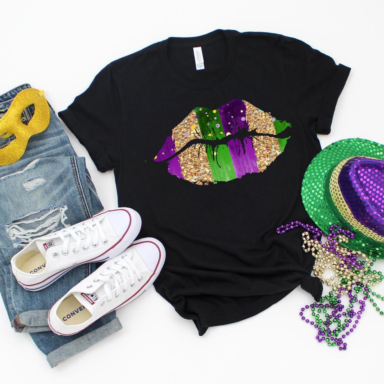 mardi gras lips shirt