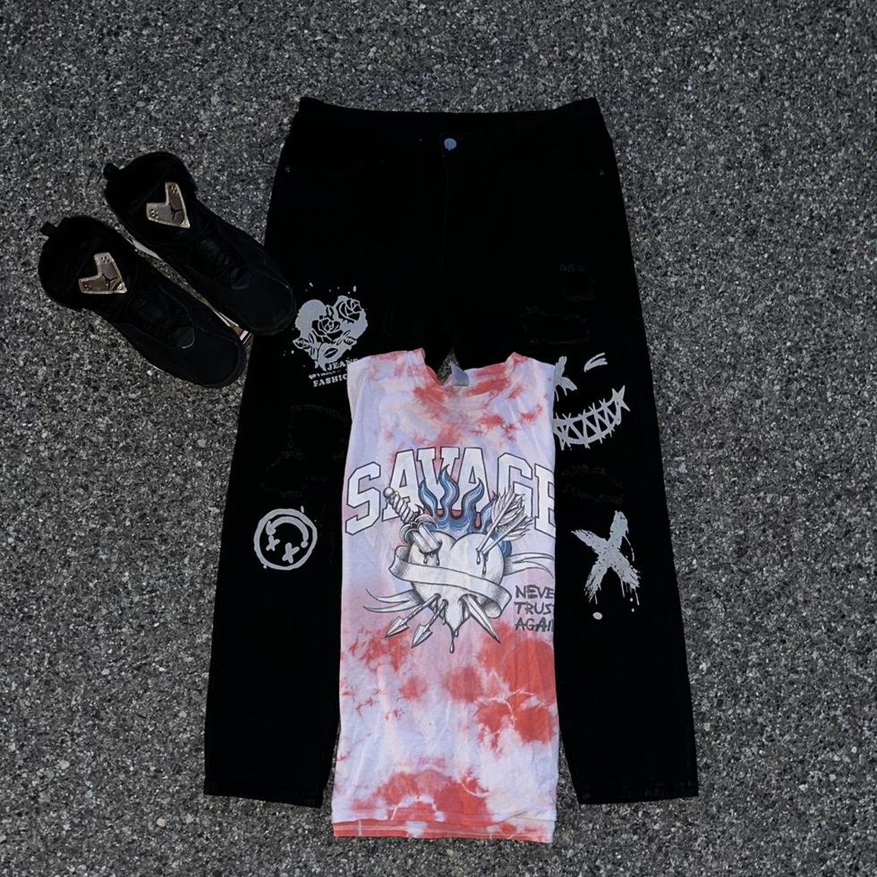 38 Black graphics jeans from SHEIN 2 graphic designs... Depop