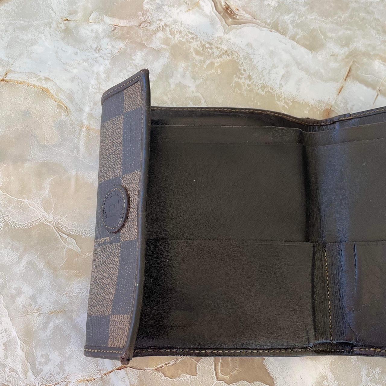 FENDI Tri-fold wallet block check beige leather - Depop