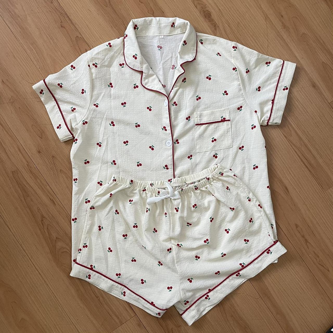 Cherry Pajamas Set Size : L Excellent condition - Depop