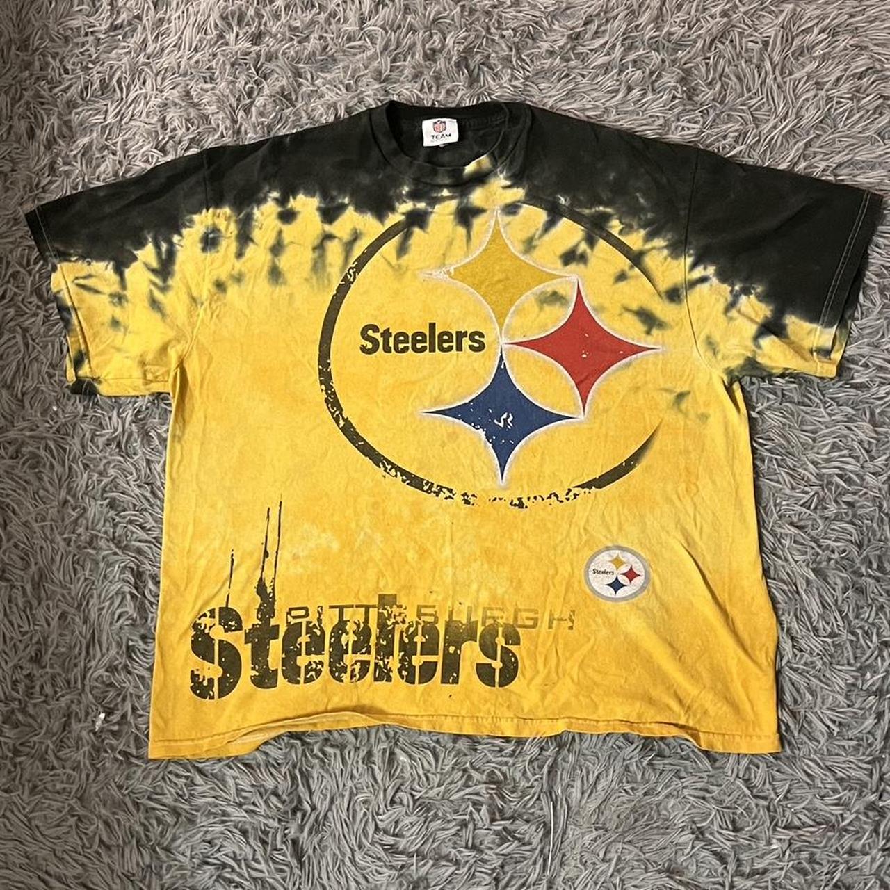 Vintage Large Print Pittsburgh Steelers Shirt Tye... - Depop