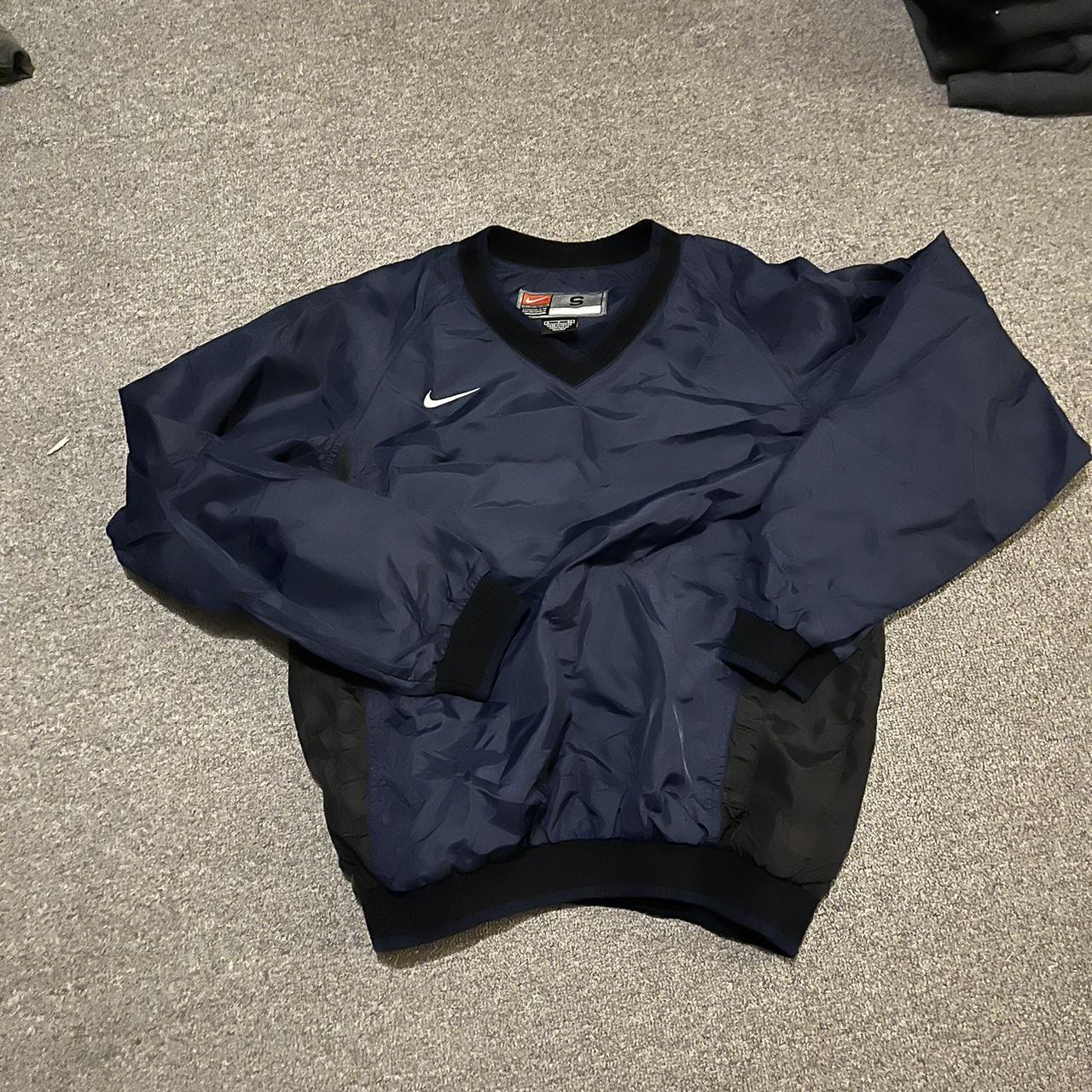 Vintage Nike navy blue wind breaker pull over - Depop