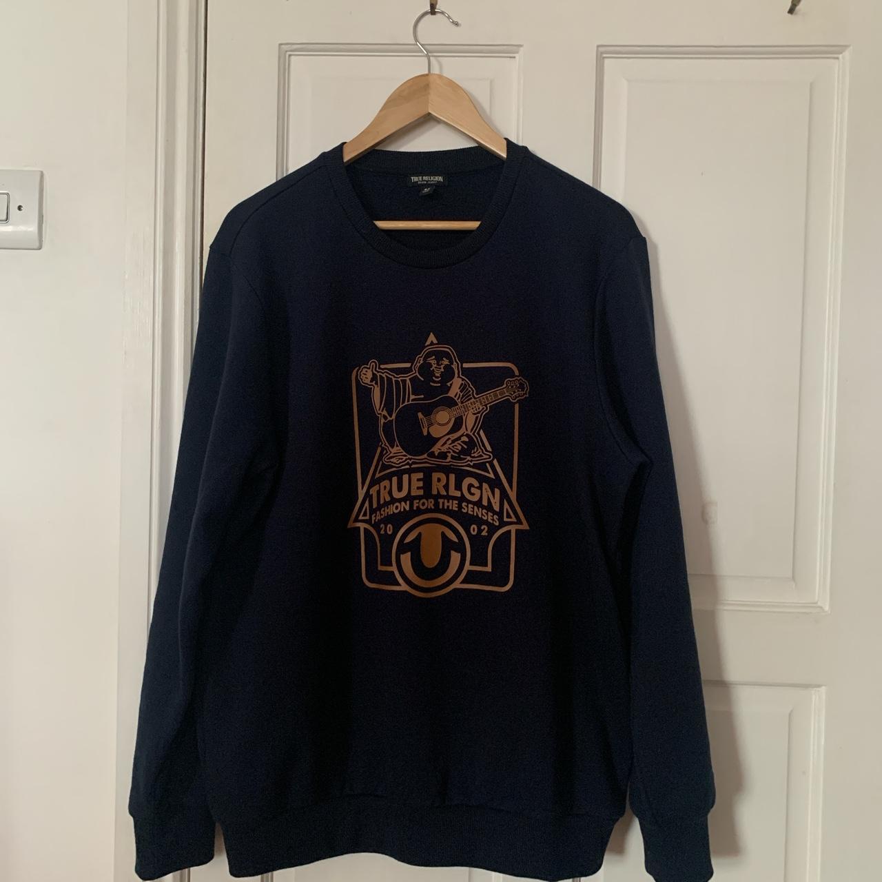 Navy True Religion sweater / sweatshirt / jumper.... - Depop
