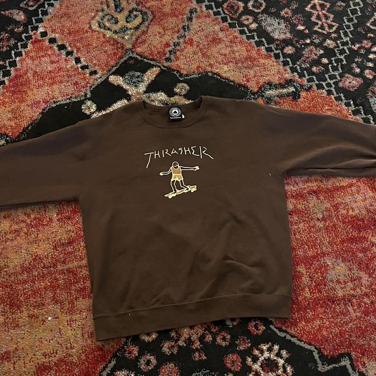 Tan sale thrasher hoodie