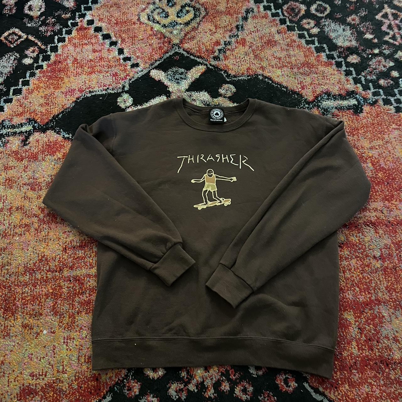 Tan thrasher clearance hoodie