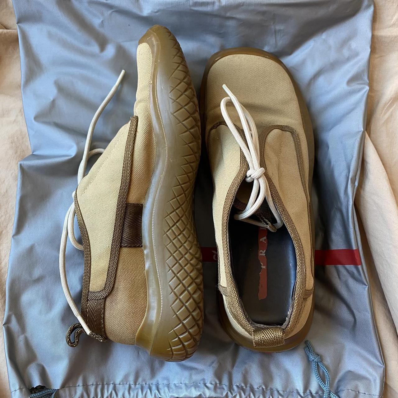 Miu Miu Men's Tan and Cream Trainers | Depop