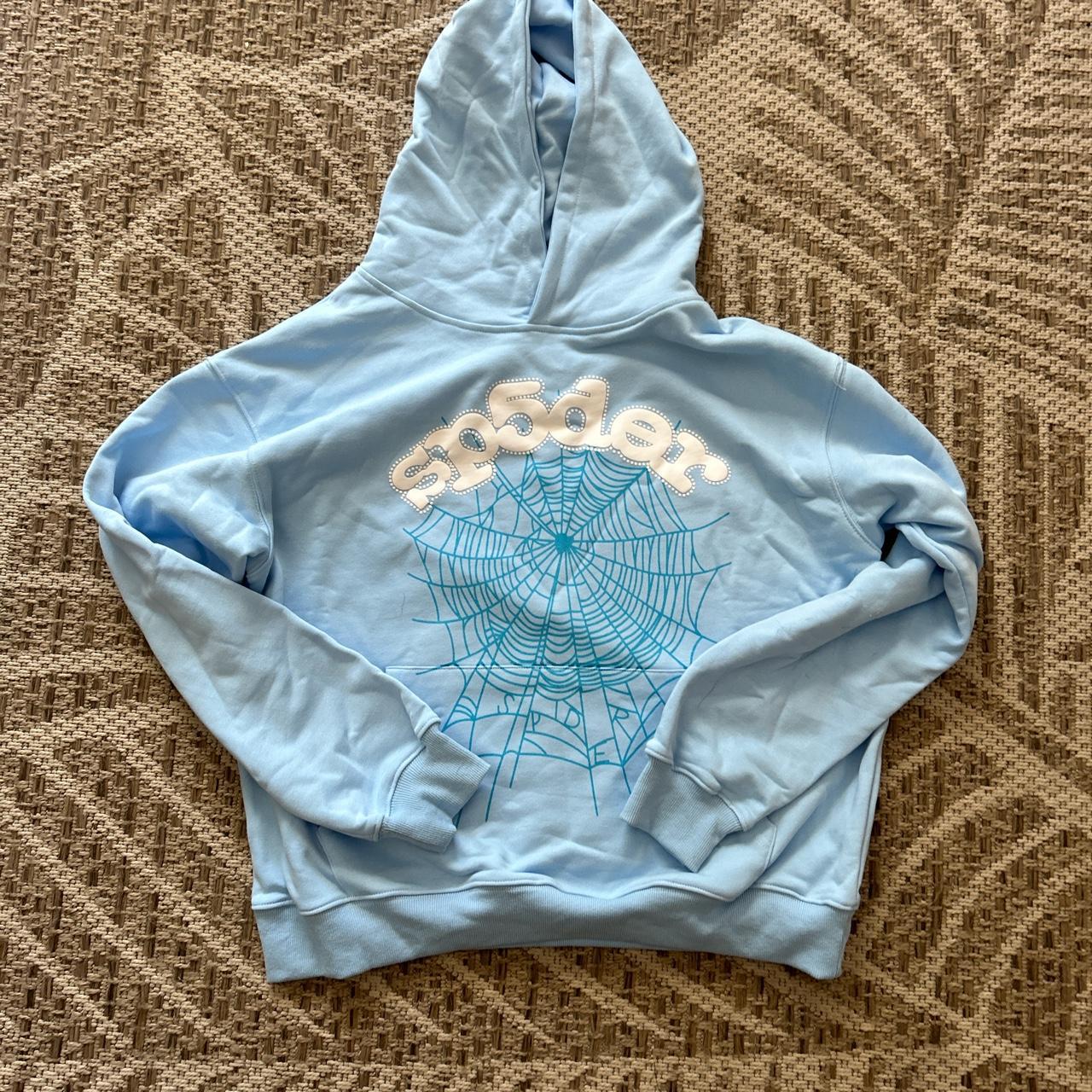 Sp5der hoodie sky blue size medium