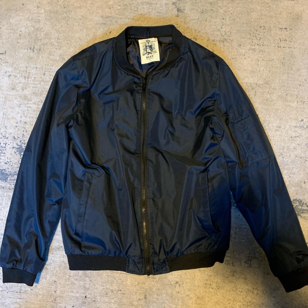 Navy blue zip up bomber jacket Size large Has been... - Depop