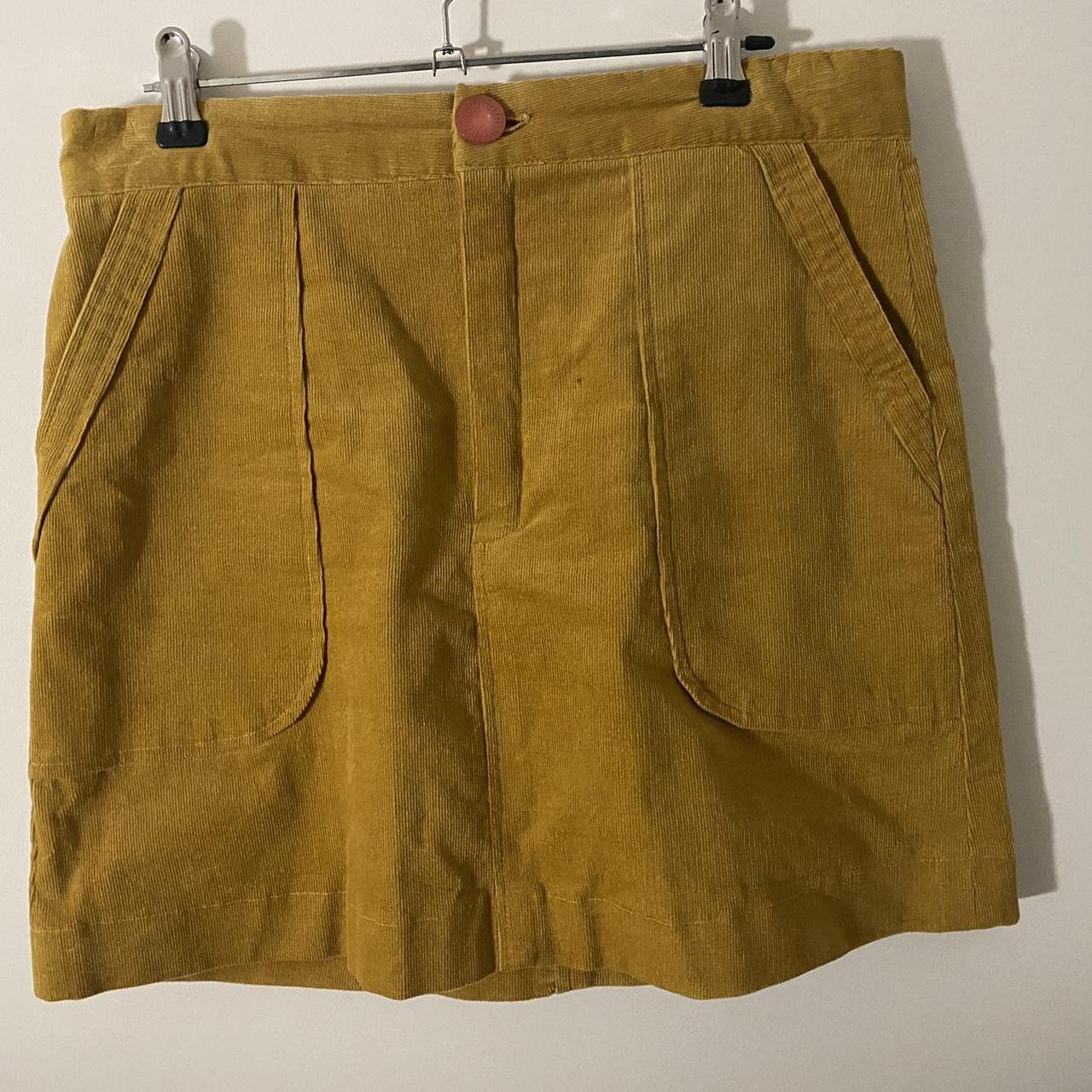 Cute Kindling Mustard Corduroy skirt Size 8 Depop