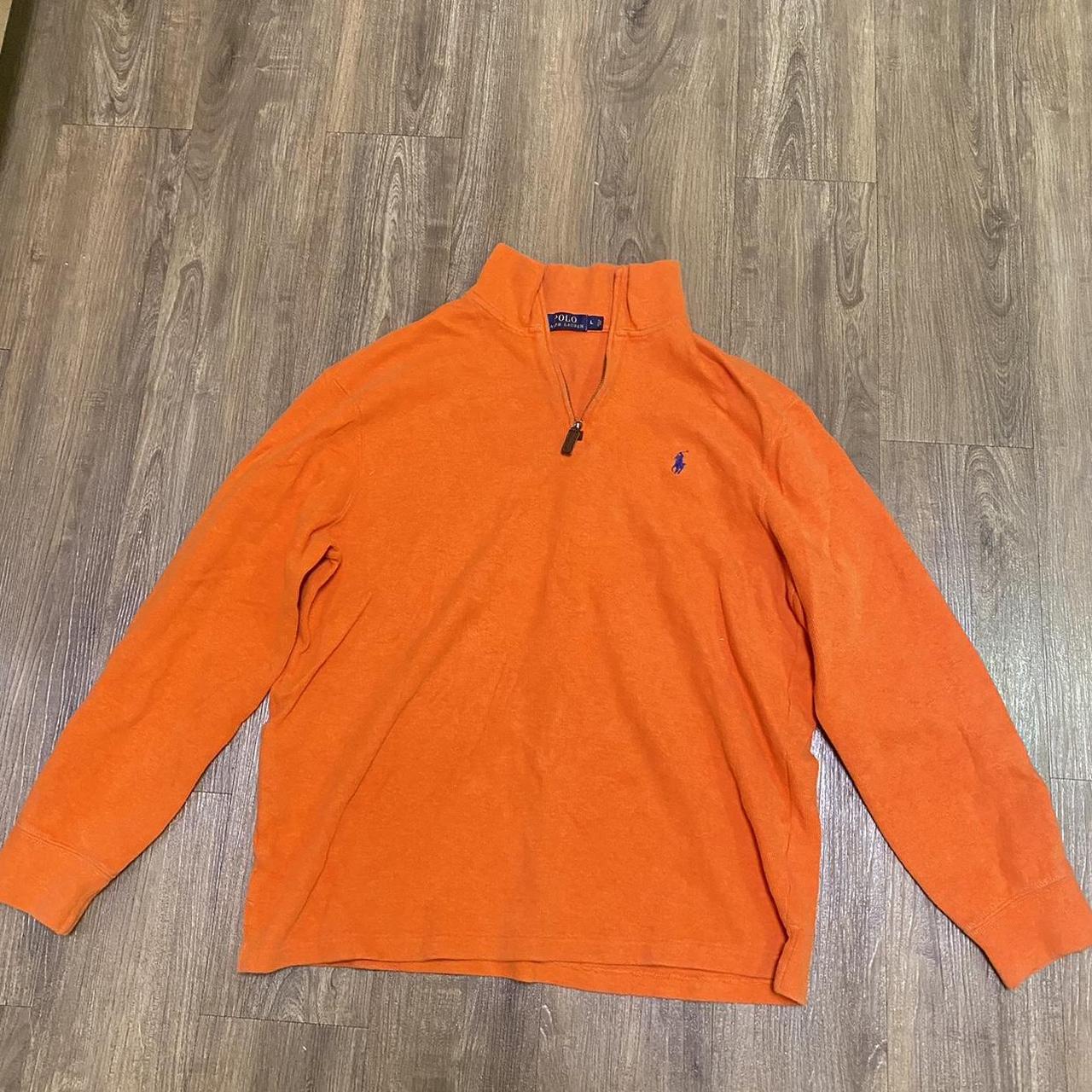 orange polo half zip size large #polo #sweater... - Depop