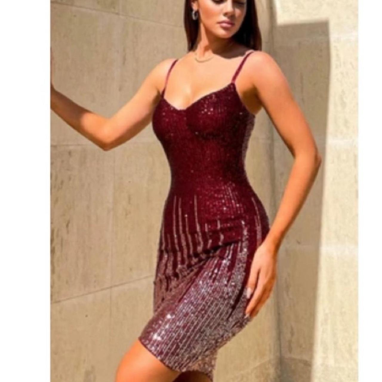 Burgundy ombre clearance sequin dress