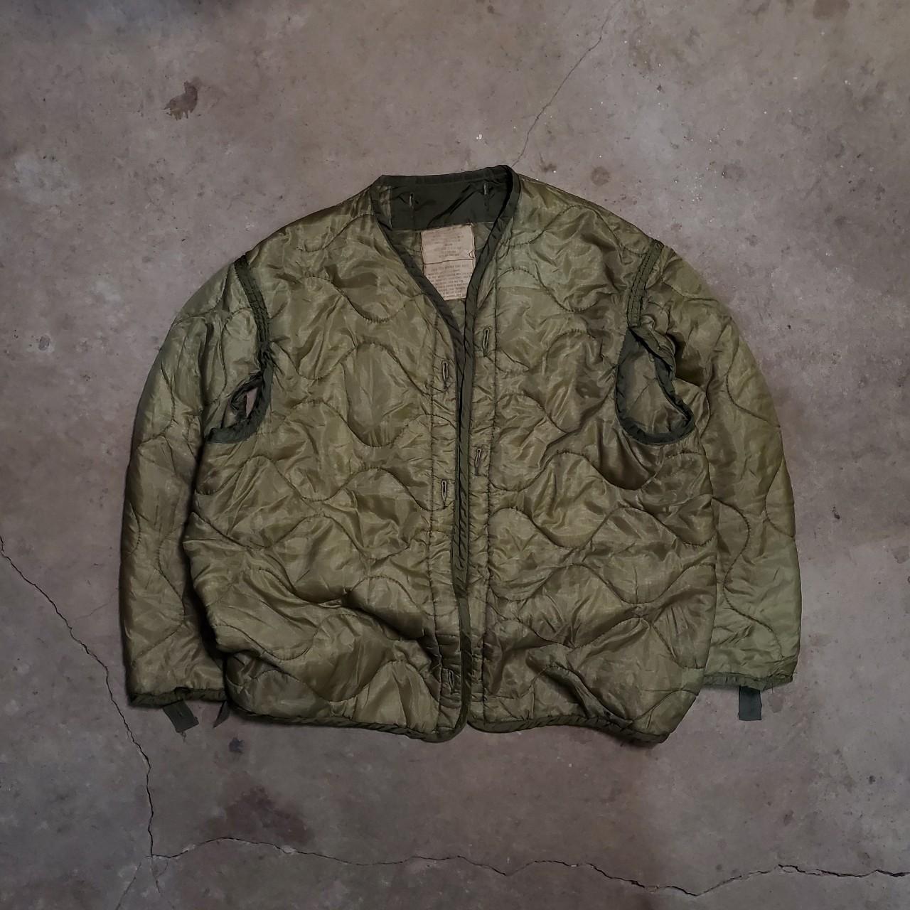 vintage 70s military surplus quilted jacket liner... - Depop