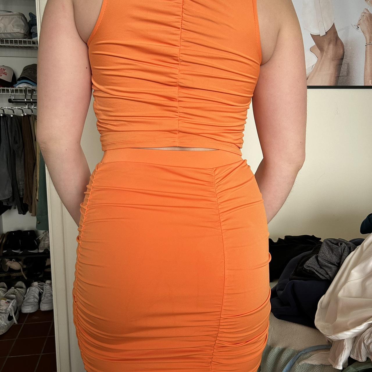  other stories orange Dress Bodycon Cutout Midi - Depop