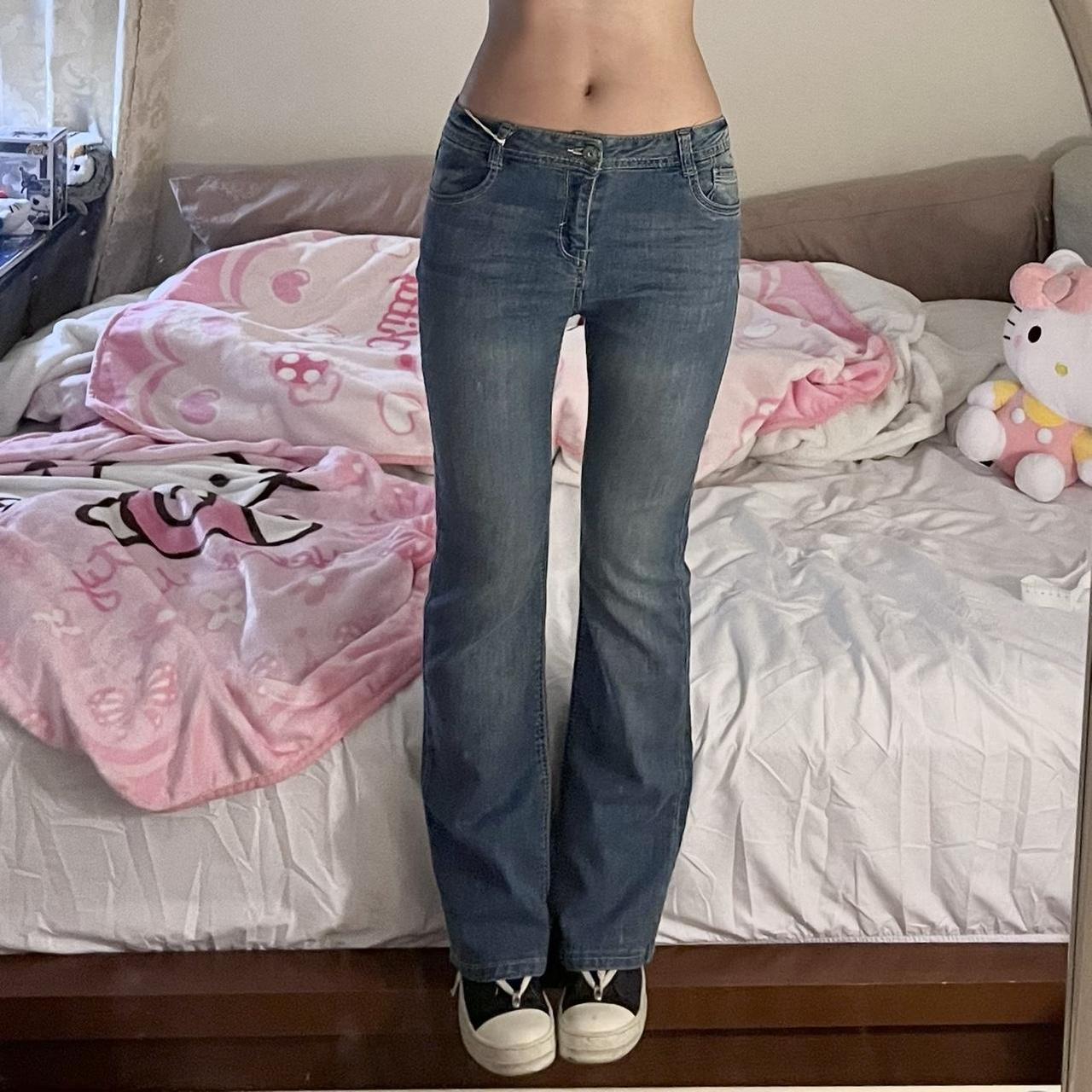 low waisted flared jeans brand new with tag tiny bit... - Depop