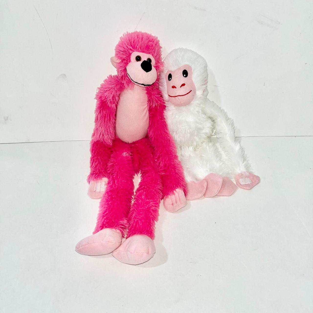 Hanging Monkey Plush Stuffed Animal Pink & White... Depop
