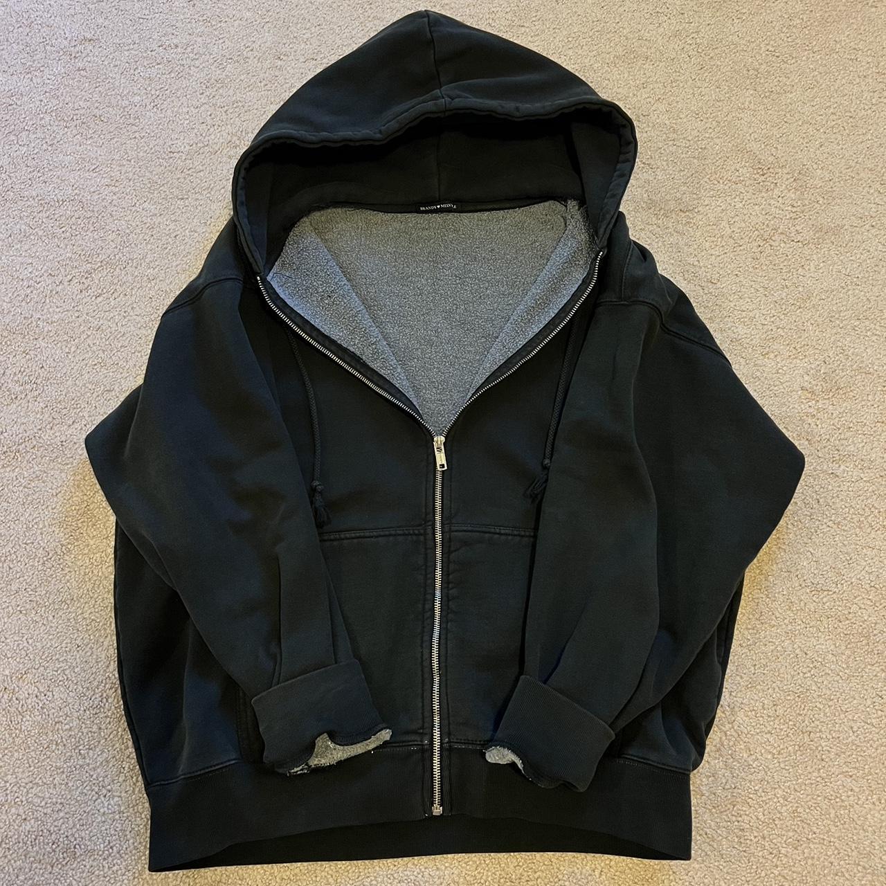 New York Brandy Melville Black Zip Up Hoodie Depop Brandy Melville