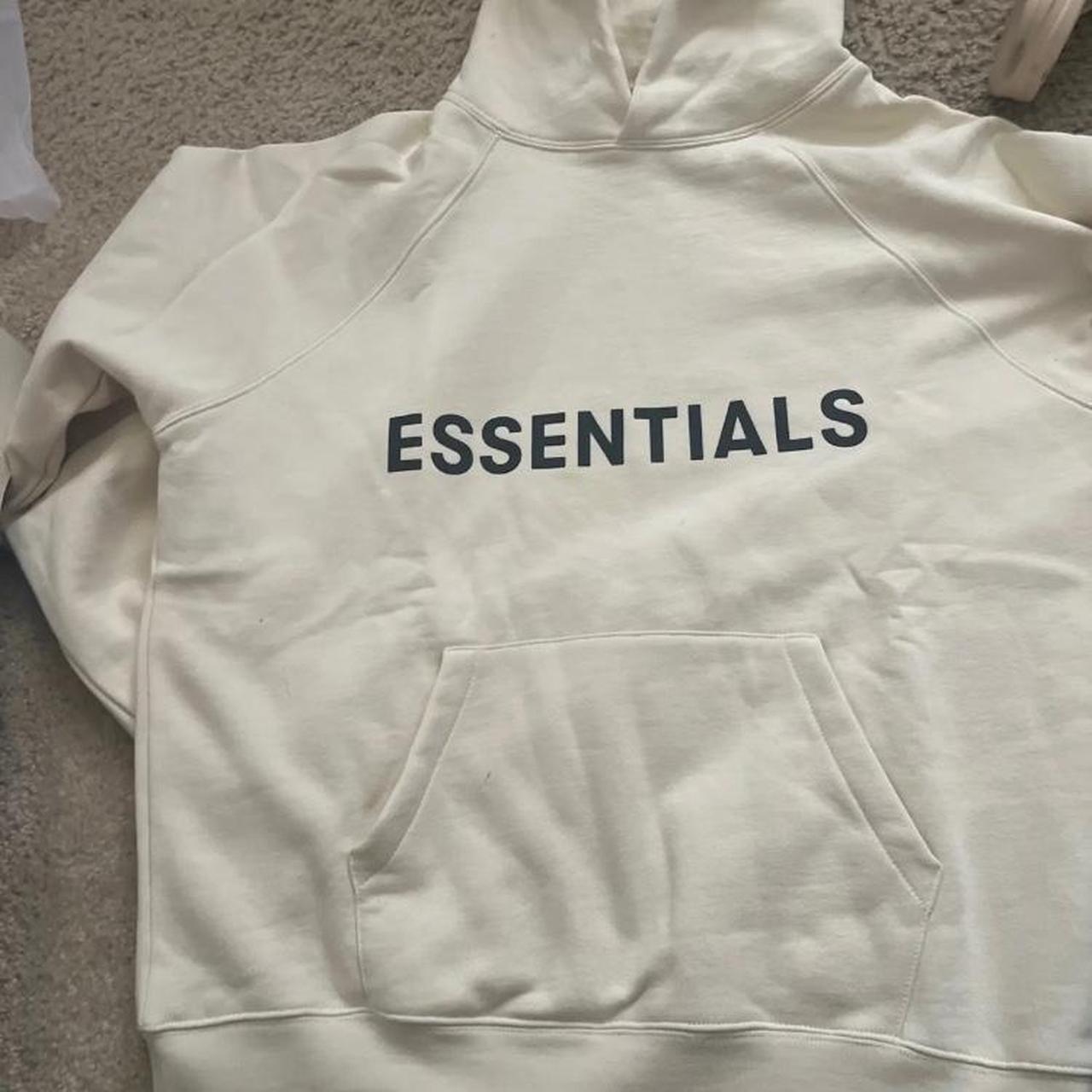 Essentials Hoodie White Mint Condition ONLY 10... - Depop