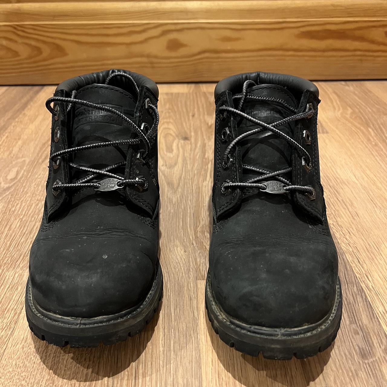 Black low clearance cut timberland boots