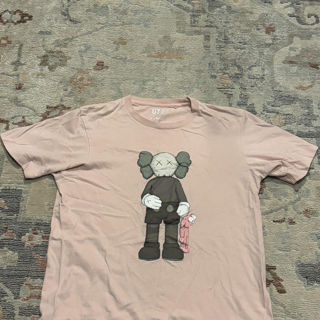 pink uniqlo kaws t shirt size S (fits like medium ish) - Depop