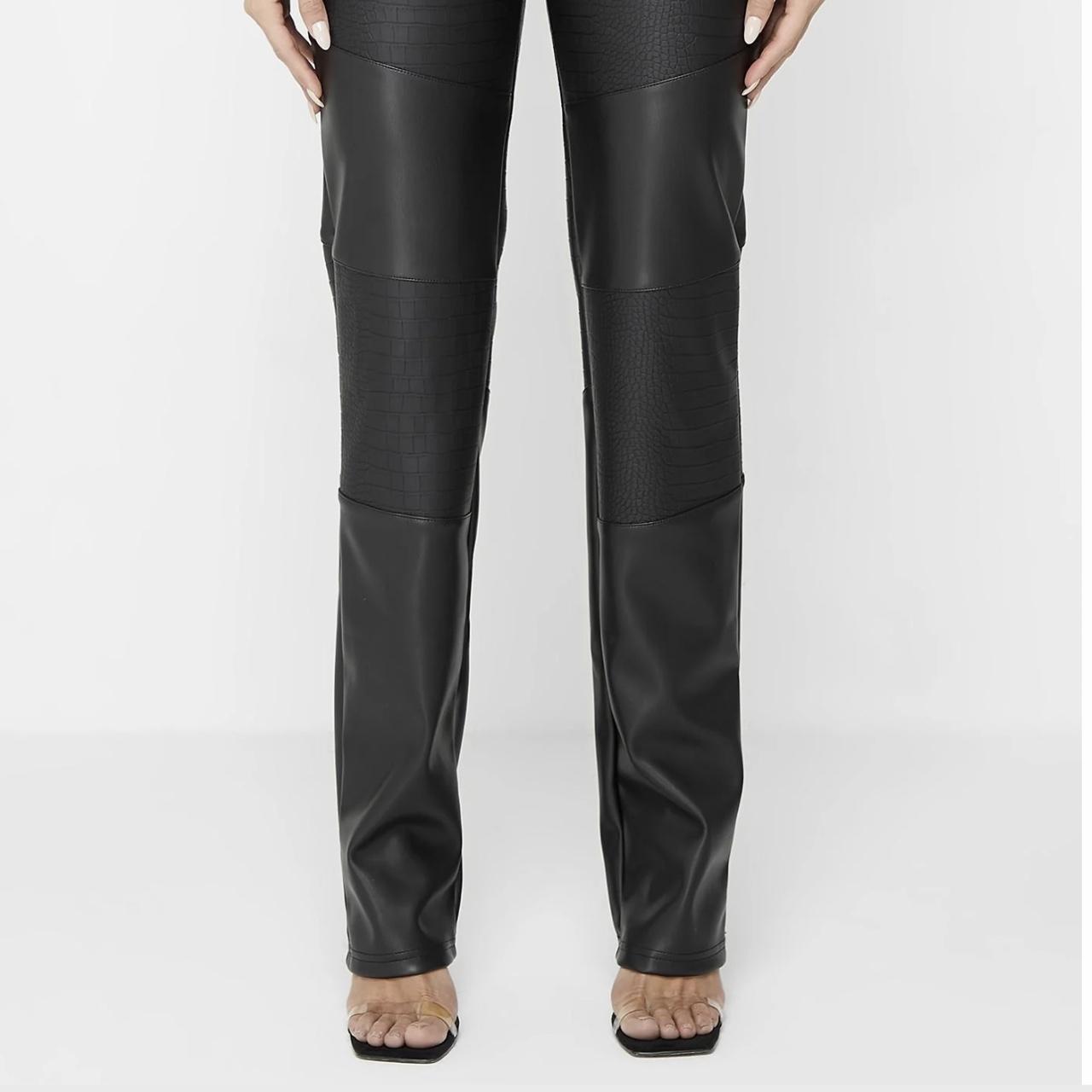 Topshop faux leather skinny fit biker trouser in khaki | ASOS