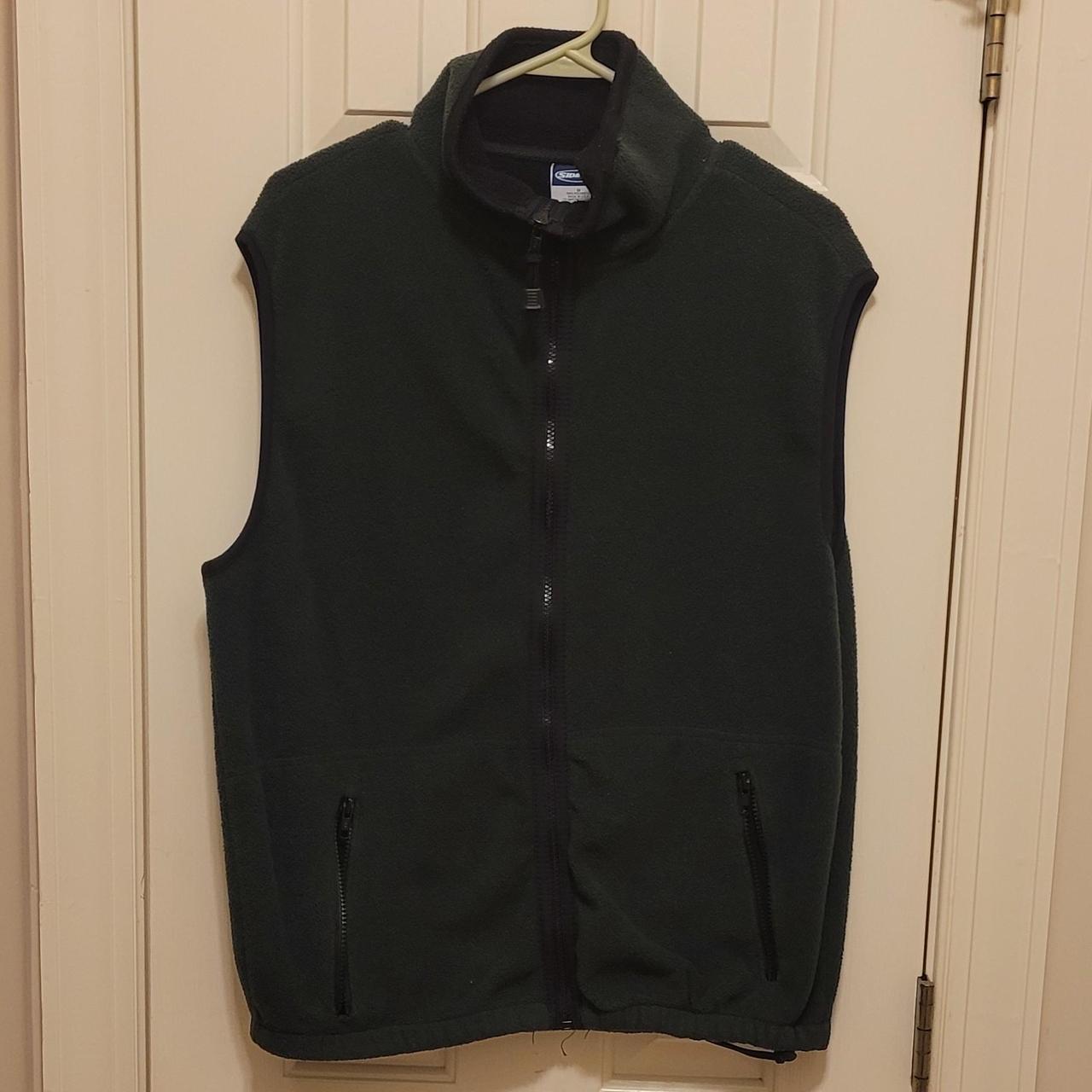 Fleece vest with two zippered pockets. Forest... - Depop