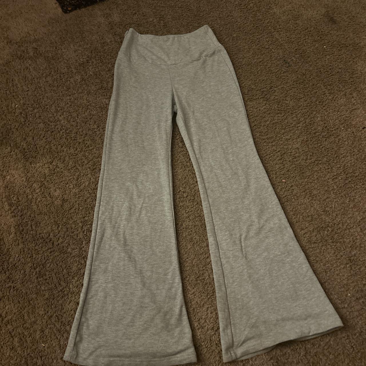 Flared grey leggings, it come with a zipper, and it... - Depop
