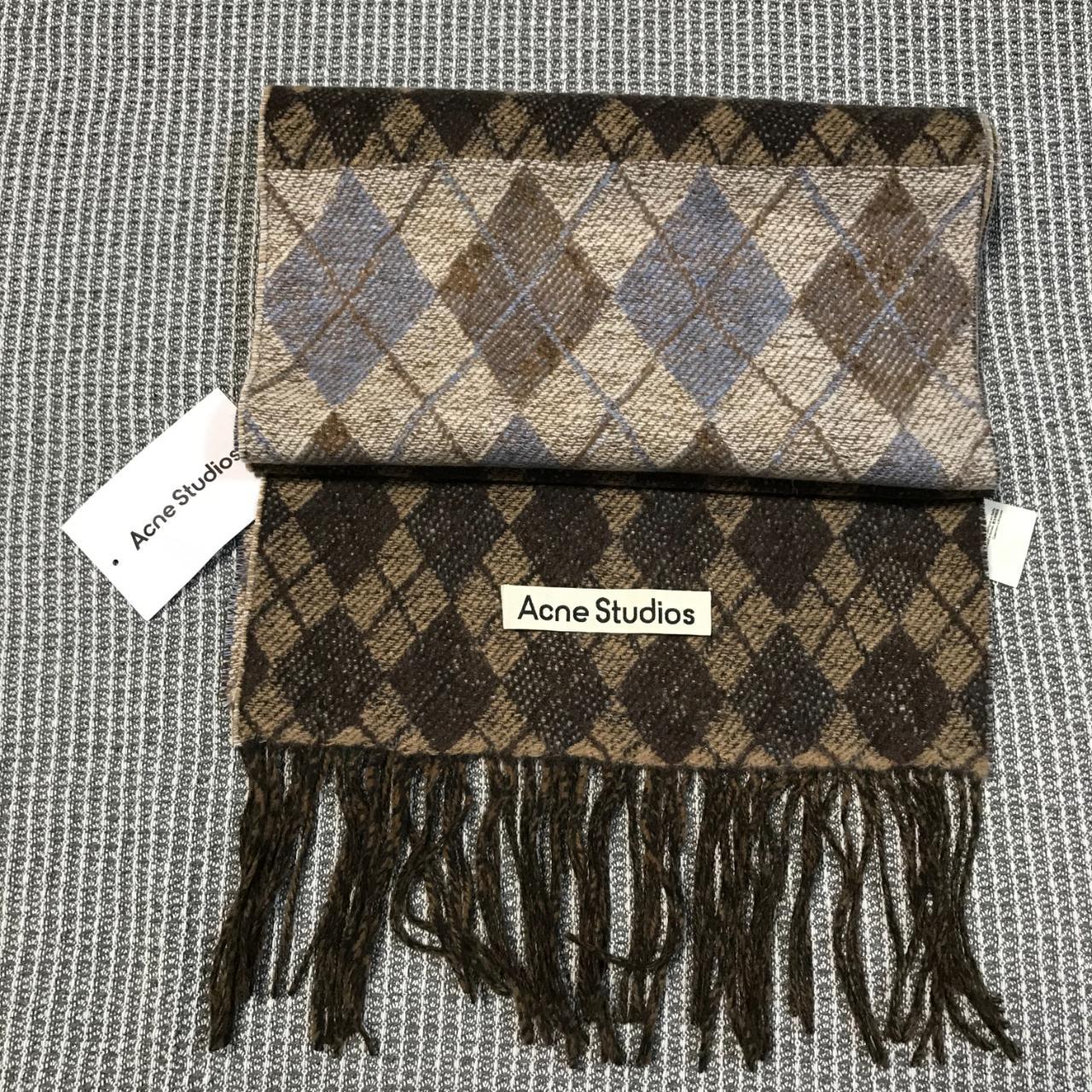 Acne Studios brown double face argyle scarf is made... - Depop