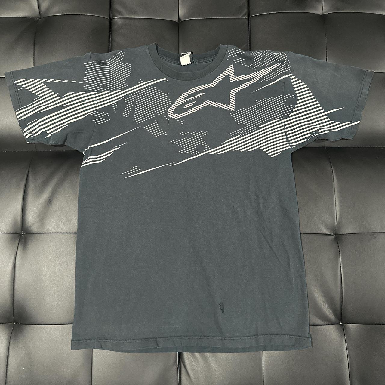 Alpinestars grey and white graphic tee skater y2k... Depop